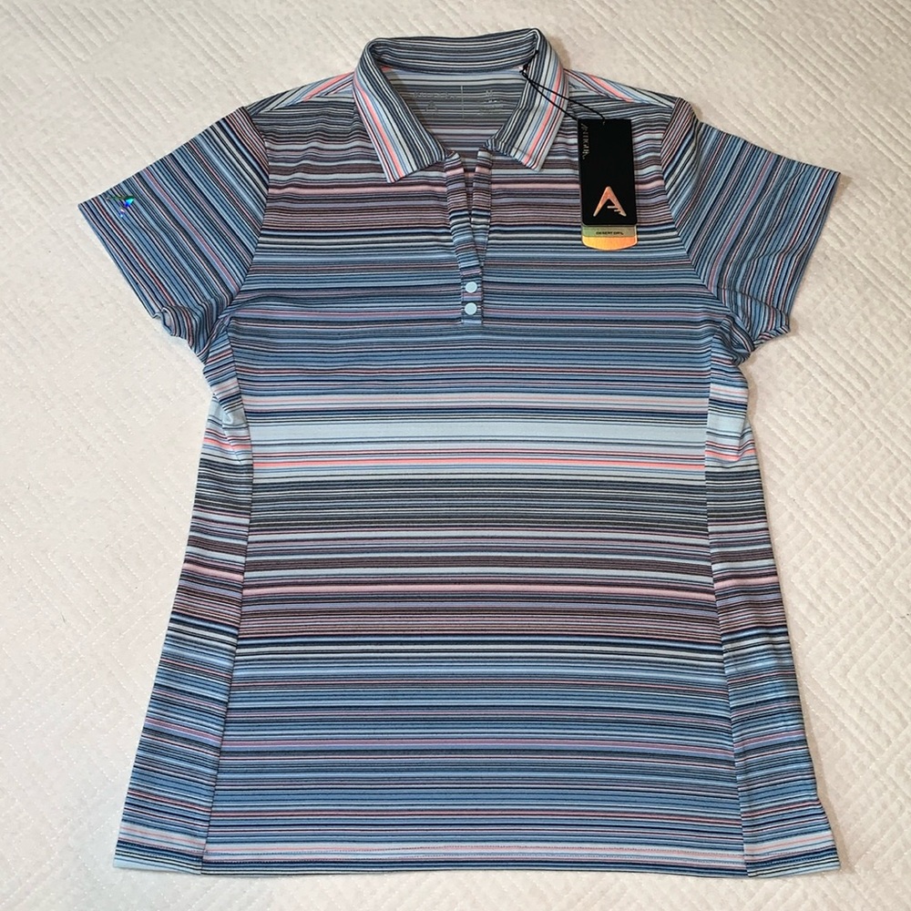 NWT Antigua Desert Dry Golf Polo Top, Multicolor Striped, Women’s Size M - Picture 5 of 16